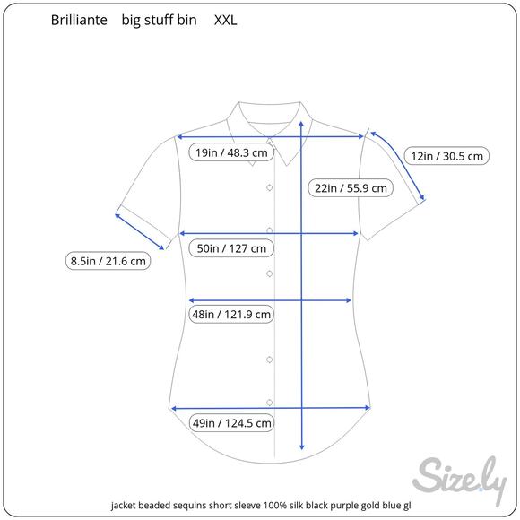 jacket beaded sequins short sleeve 100% silk black purple gold blue glam - Picture 2 of 13